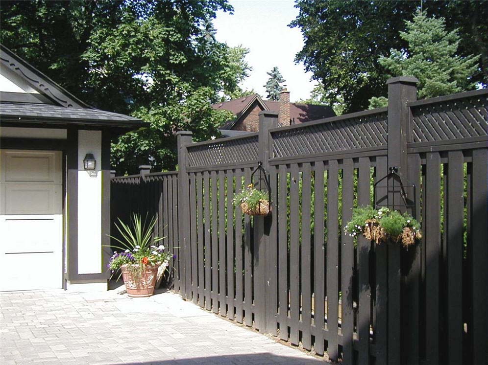 Ornate Fence with Hanging Baskets